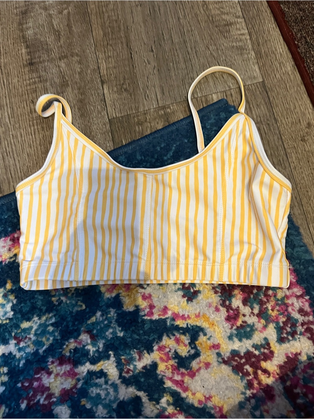 Mott50 Yellow & White Striped Women's swim top